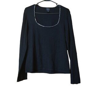 I.N.C International Concepts Women's Large Beaded Scoop Neck Pullover Blouse